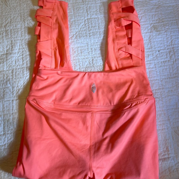 NWOT FREE PEOPLE movement very Prairie leggings in papaya punch size small - Picture 2 of 6
